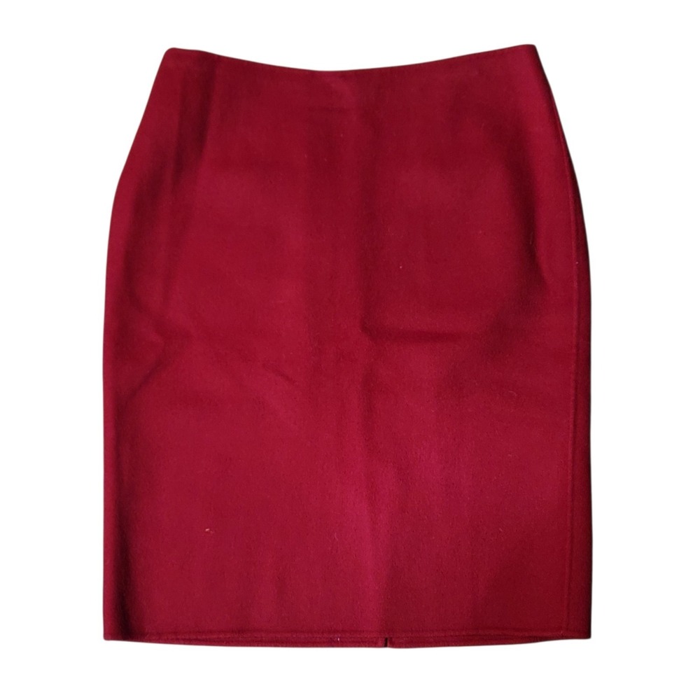 EUC‎ Talbots 4P Red Wool Midi Skirt Pencil Office Career Romantic Twee